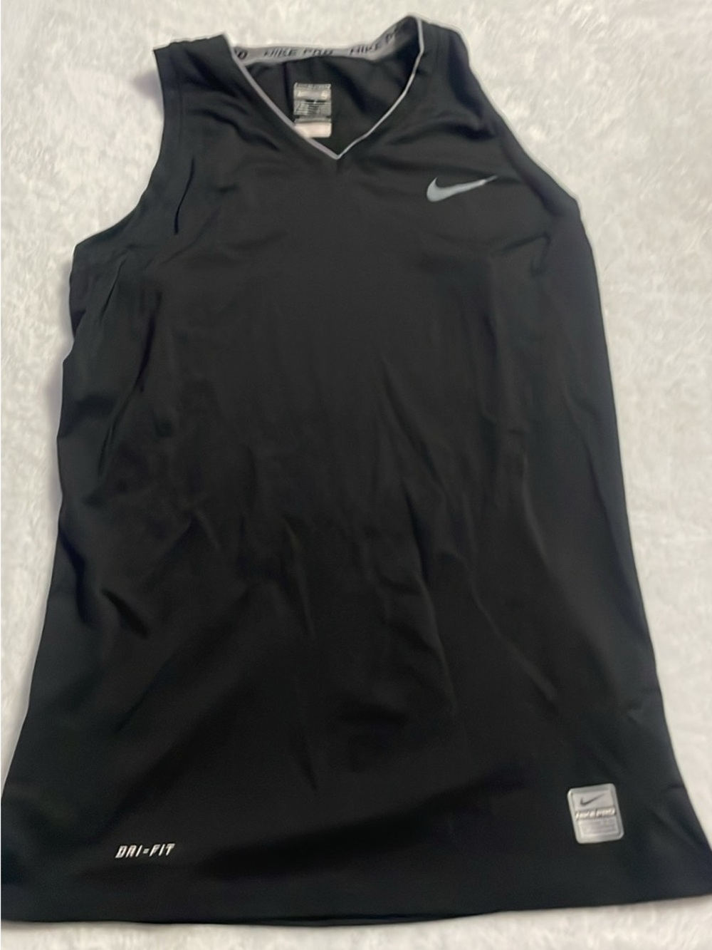 Nike Black Performance Pro Tank with Silver Logo